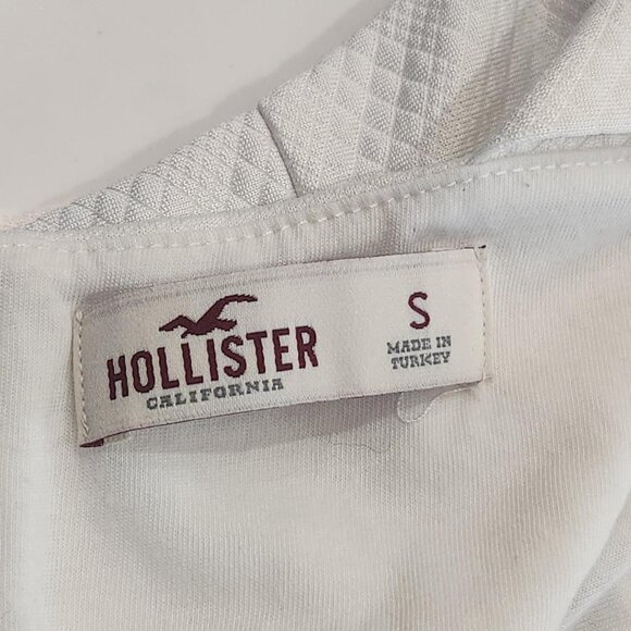 Y2K Hollister Sz S White Mini Dress AOP Textured A-line Zip Bachelorette Bridal - Picture 8 of 10